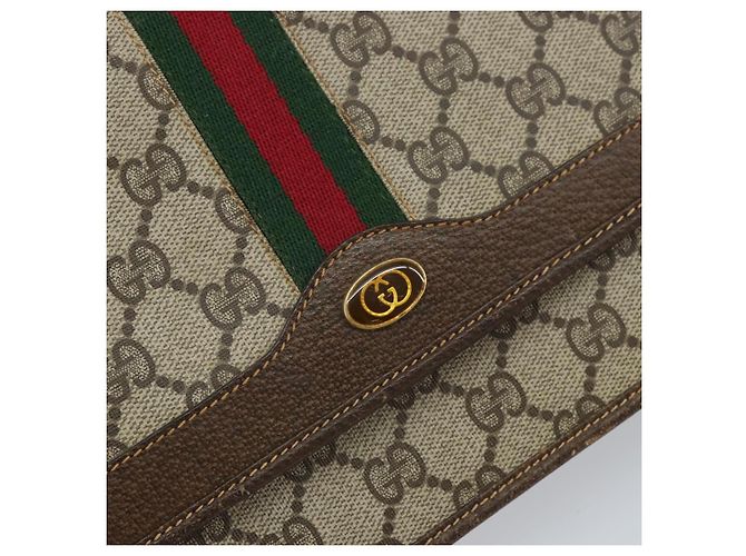 Borsa a tracolla GUCCI GG Supreme Web Sherry Line PVC Beige Gold - vista 17
