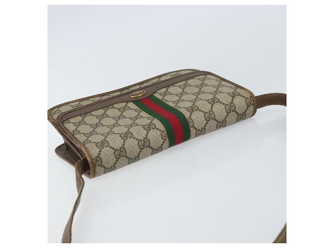 Borsa a tracolla GUCCI GG Supreme Web Sherry Line PVC Beige Gold - vista 6