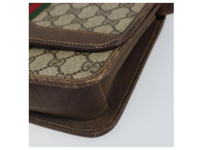Borsa a tracolla GUCCI GG Supreme Web Sherry Line PVC Beige Gold - vista 9
