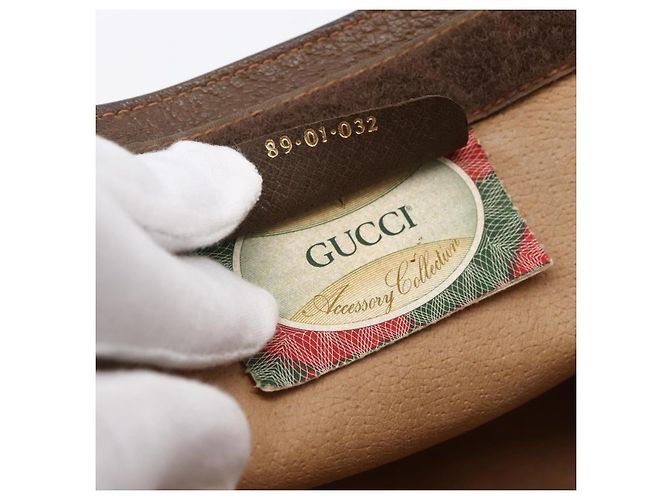 Borsa GUCCI GG Supreme Web Sherry Line PVC Beige Gold 89 01 032 - vista 12