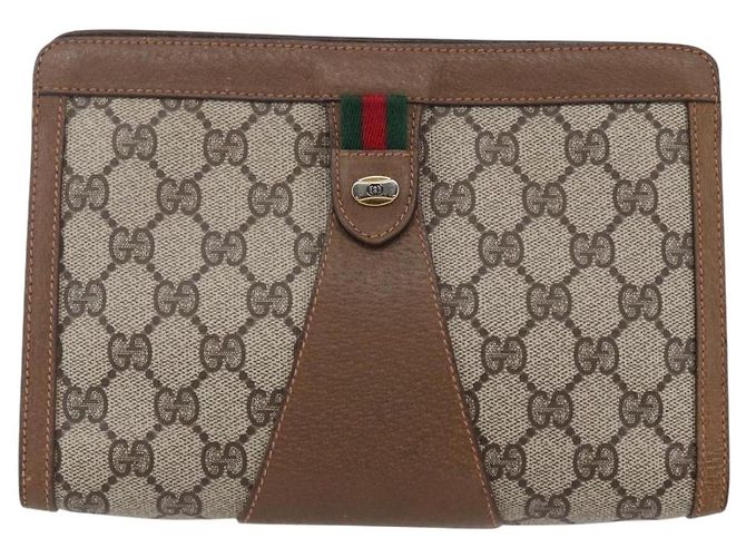 Borsa GUCCI GG Supreme Web Sherry Line PVC Beige Gold 89 01 032 - vista 13