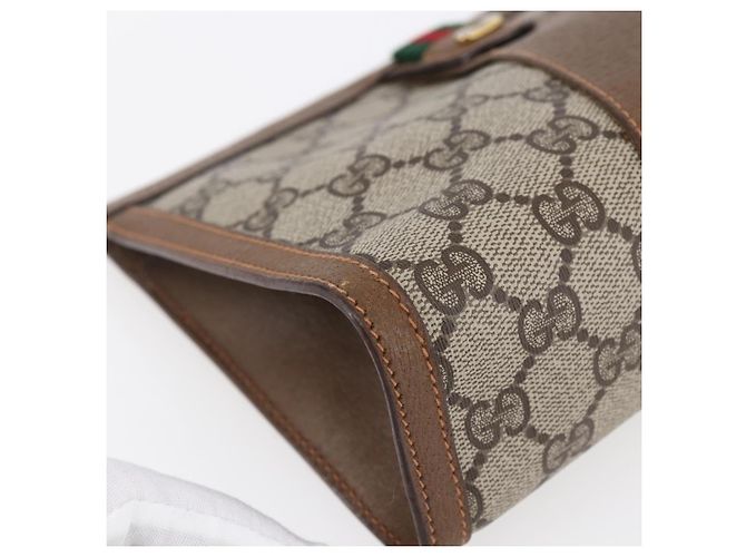 Borsa GUCCI GG Supreme Web Sherry Line PVC Beige Gold 89 01 032 - vista 14