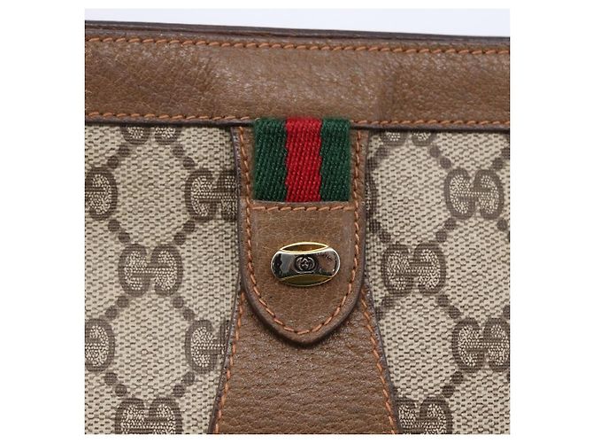 Borsa GUCCI GG Supreme Web Sherry Line PVC Beige Gold 89 01 032 - vista 8