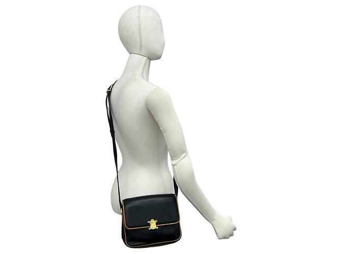 Céline Celine Vintage Triomphe Logo Schultertasche/Pochette aus Leder - Ansicht 2