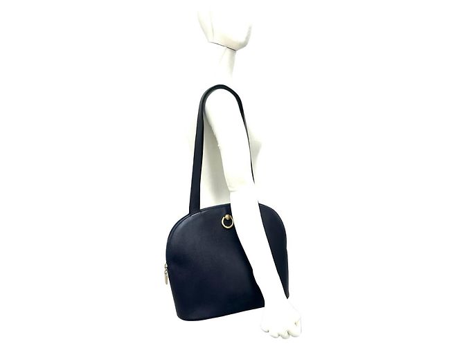 Céline Celine Navy Leather Semi Shoulder Tote Bag - view 2