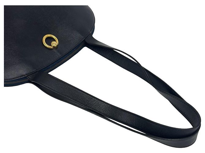 Céline Celine Navy Leather Semi Shoulder Tote Bag - view 4