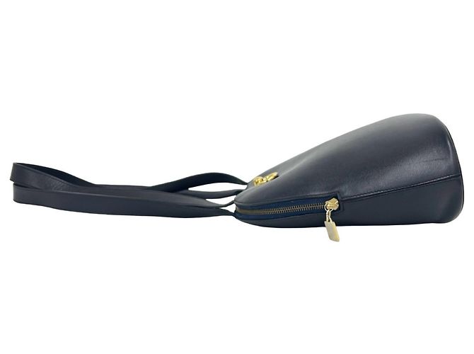 Céline Celine Navy Leather Semi Shoulder Tote Bag - view 5