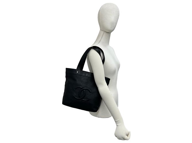 Chanel Perforated Coco Mark Leather Tote Bag - view 2