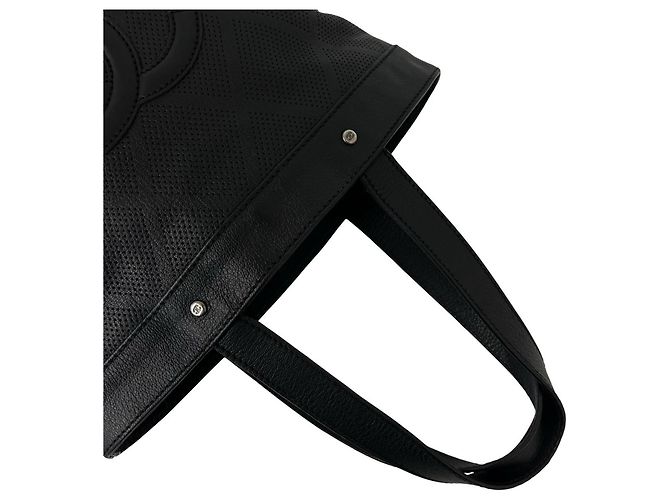 Chanel Perforated Coco Mark Leather Tote Bag - view 4