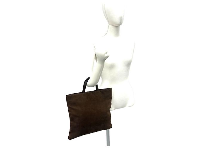 Borsa tote Loewe in camoscio marrone - vista 2