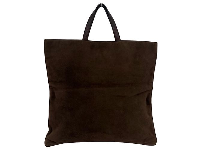 Borsa tote Loewe in camoscio marrone - vista 3