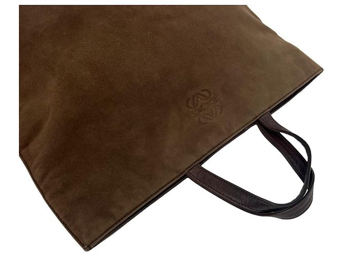 Borsa tote Loewe in camoscio marrone - vista 4