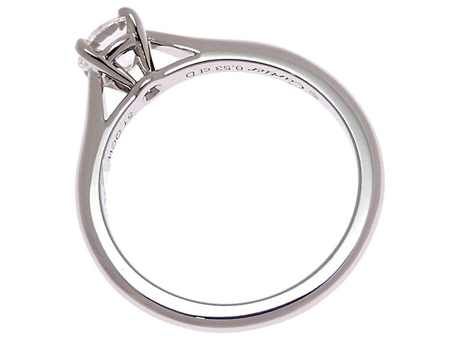 Anello solitario Cartier in platino 950 e diamanti - vista 2