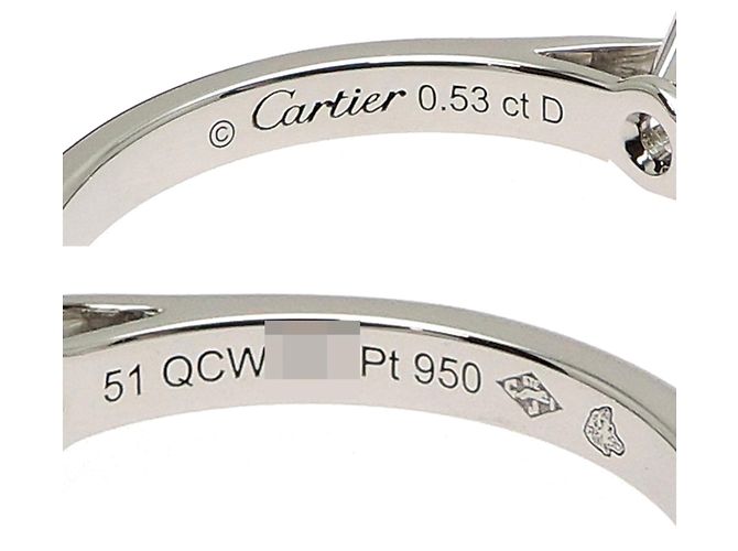 Anello solitario Cartier in platino 950 e diamanti - vista 5