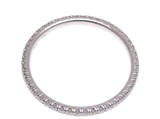Anello fede Cartier in oro bianco 18K e diamanti - vista 2
