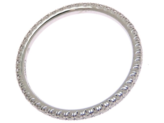 Anello fede Cartier in oro bianco 18K e diamanti - vista 3