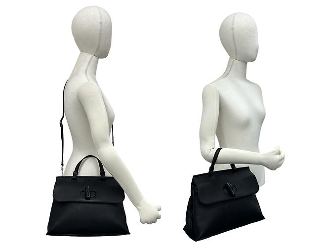 Borsa a tracolla 2 vie GUCCI Daily Bamboo in pelle - vista 2