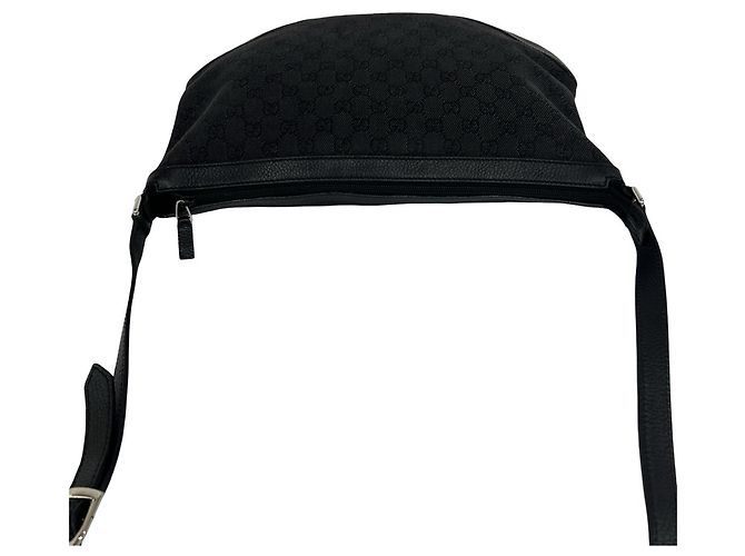 Borsa a tracolla Gucci in pelle e canvas con motivo GG Logo - vista 4