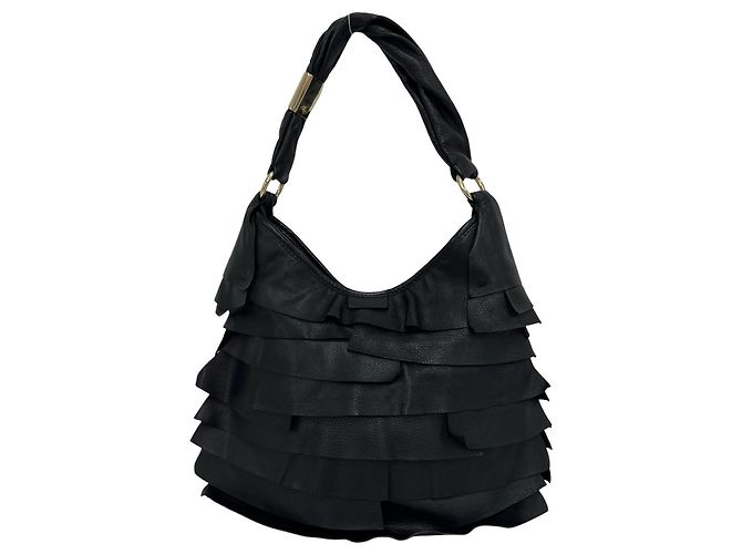 Borsa semi spalla in pelle con volant e logo Yves Saint Laurent Saint-Tropez - vista 3