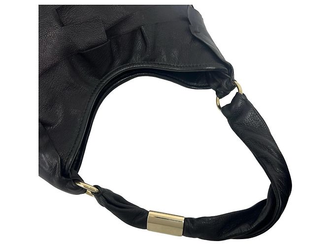 Borsa semi spalla in pelle con volant e logo Yves Saint Laurent Saint-Tropez - vista 4