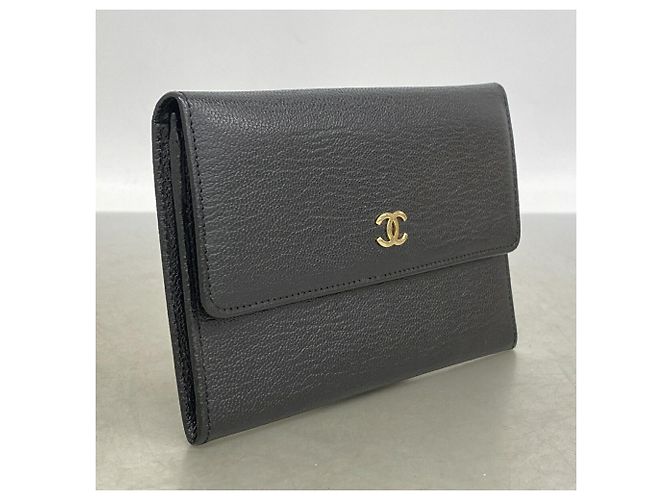 Portafoglio bi-fold Chanel in pelle nera - vista 2