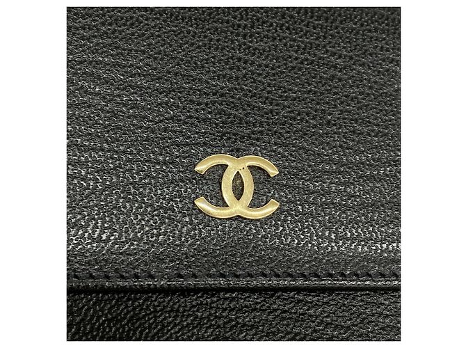 Portafoglio bi-fold Chanel in pelle nera - vista 6