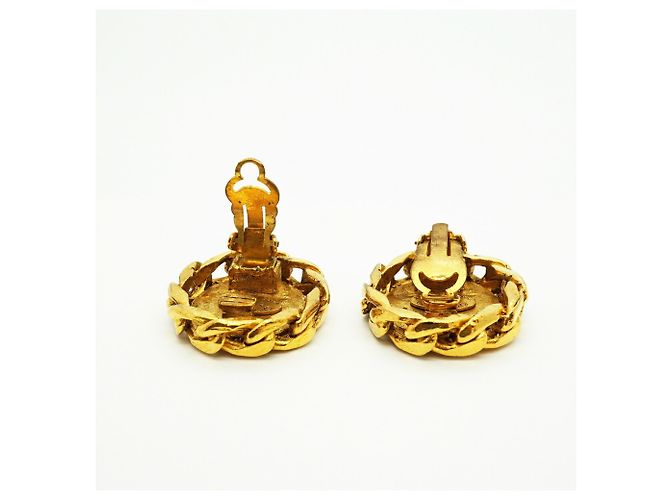 Chanel Gold Clip-Ohrringe mit Strasssteinen - Ansicht 3
