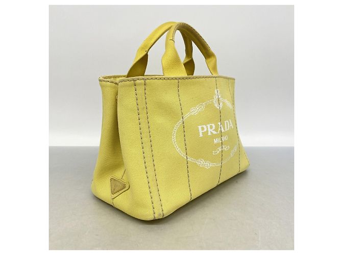 Borsa Tote Prada Canapa Canvas in giallo - vista 2