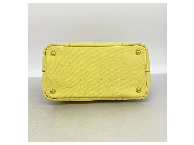 Borsa Tote Prada Canapa Canvas in giallo - vista 3