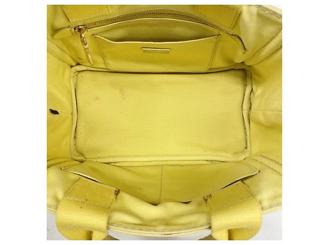 Borsa Tote Prada Canapa Canvas in giallo - vista 4