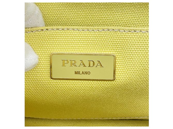 Borsa Tote Prada Canapa Canvas in giallo - vista 5