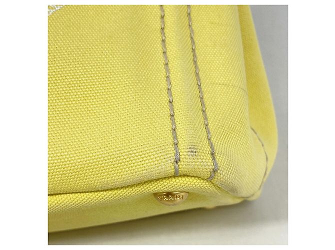 Borsa Tote Prada Canapa Canvas in giallo - vista 6