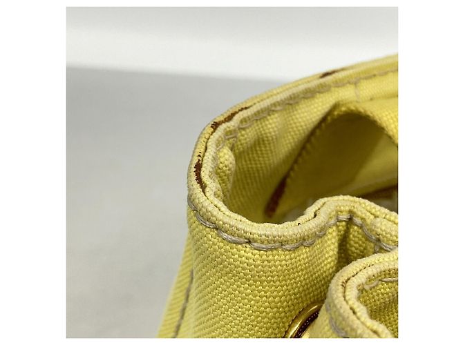 Borsa Tote Prada Canapa Canvas in giallo - vista 7