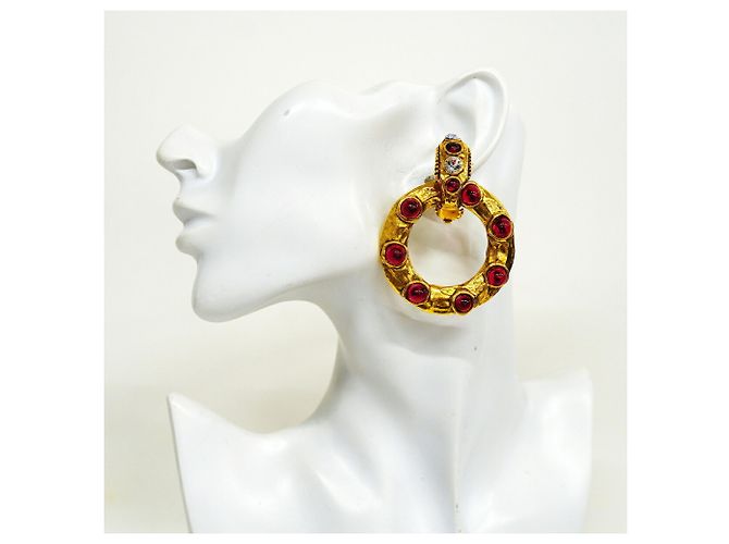 Orecchini a clip Chanel Oro e Rosso - vista 5