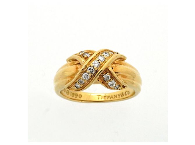 Autre Marque Tiffany & Co. Ehering aus 18K Gelbgold mit Diamanten - Ansicht 2