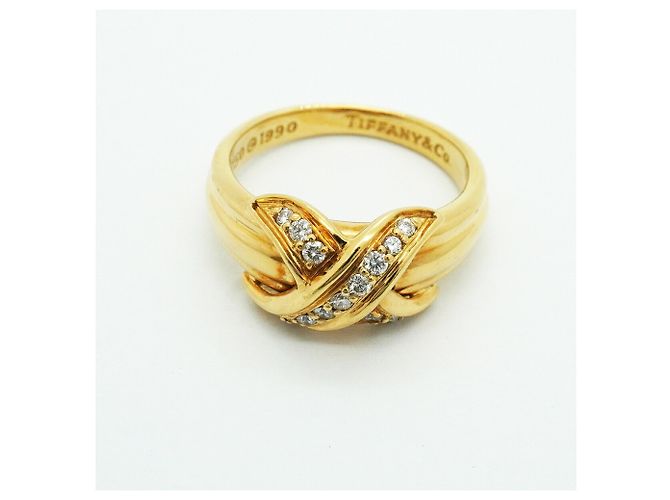 Autre Marque Tiffany & Co. Ehering aus 18K Gelbgold mit Diamanten - Ansicht 3