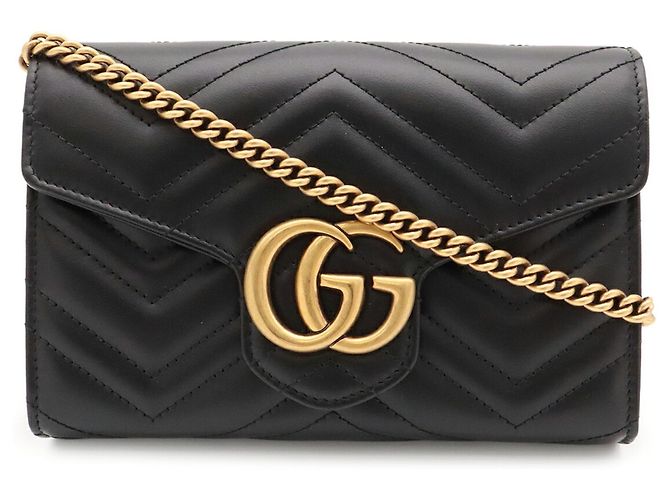 Borsa a tracolla GUCCI GG Marmont in pelle matelassé nera - vista 2