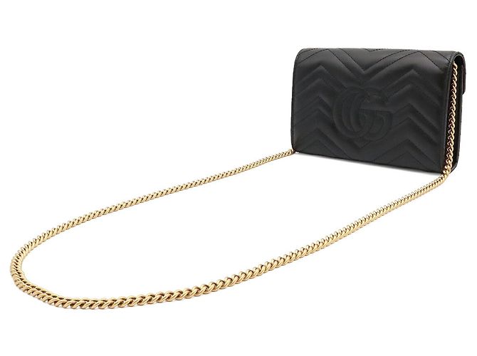 Borsa a tracolla GUCCI GG Marmont in pelle matelassé nera - vista 3