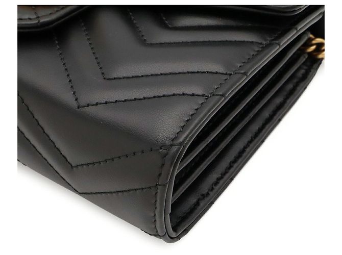 Borsa a tracolla GUCCI GG Marmont in pelle matelassé nera - vista 4