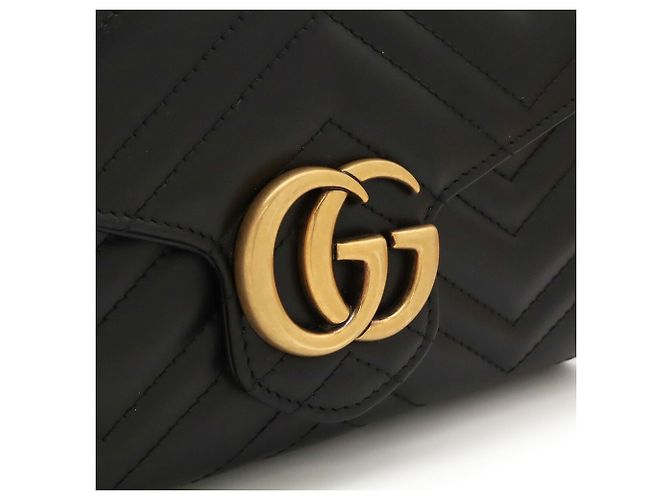 Borsa a tracolla GUCCI GG Marmont in pelle matelassé nera - vista 6