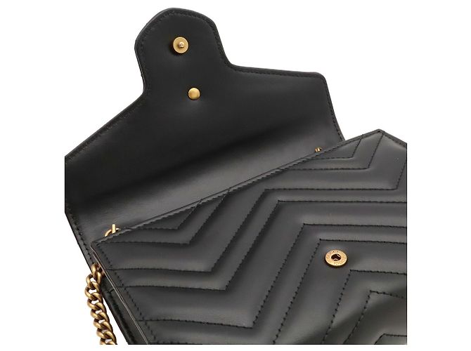 Borsa a tracolla GUCCI GG Marmont in pelle matelassé nera - vista 7
