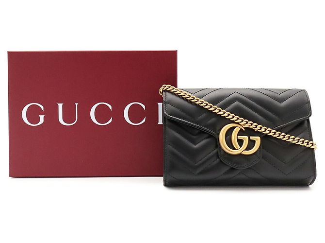 Borsa a tracolla GUCCI GG Marmont in pelle matelassé nera - vista 9