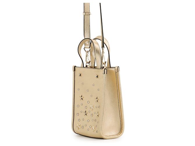 Mini sac à main cabas Jimmy Choo avec strass dorés - vue 2