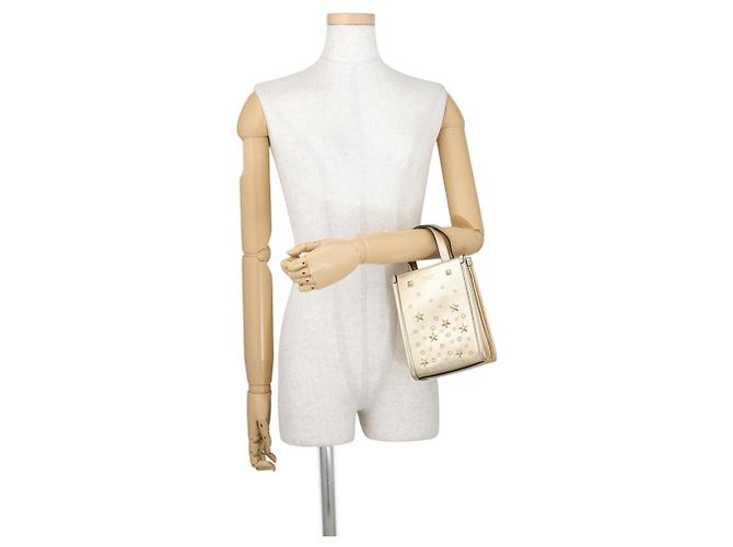 Mini sac à main cabas Jimmy Choo avec strass dorés - vue 4