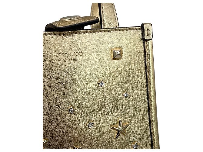 Mini sac à main cabas Jimmy Choo avec strass dorés - vue 7