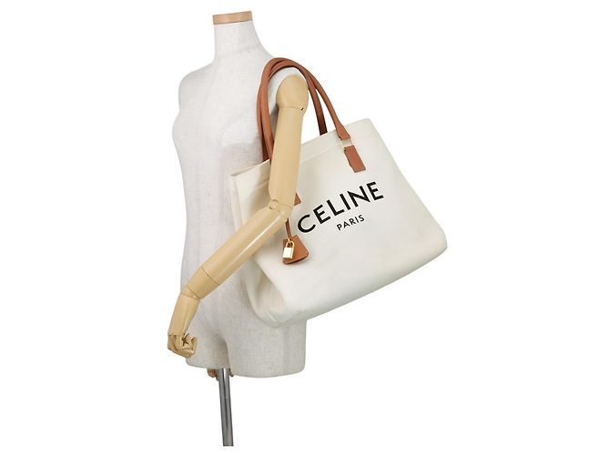 Céline Celine Horizontal Cabas Canvas Tote Bag - view 4