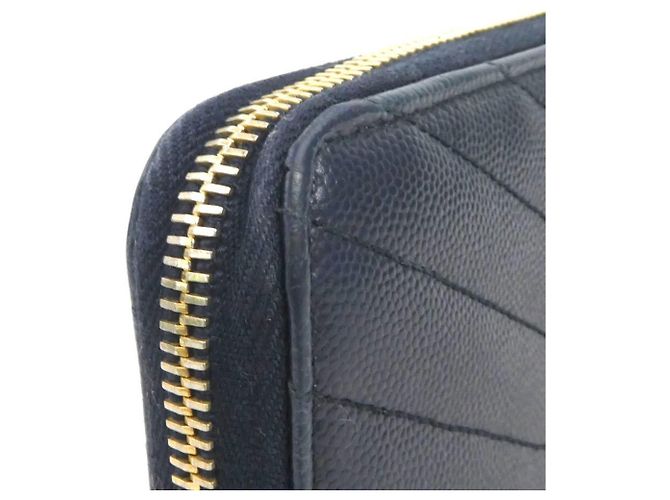 Autre Marque Portafoglio lungo in pelle blu navy Saint Laurent - vista 10