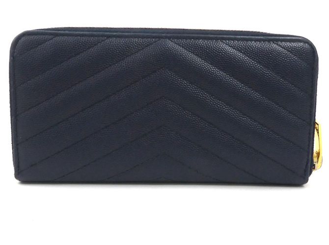 Autre Marque Portafoglio lungo in pelle blu navy Saint Laurent - vista 2
