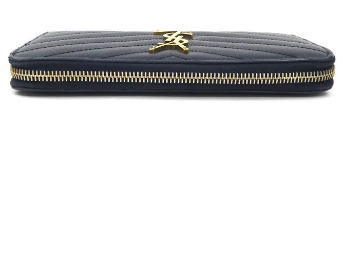 Autre Marque Portafoglio lungo in pelle blu navy Saint Laurent - vista 3