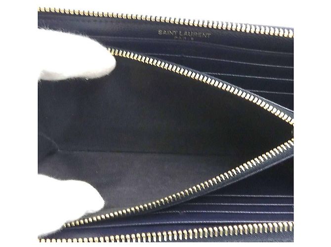 Autre Marque Portafoglio lungo in pelle blu navy Saint Laurent - vista 6
